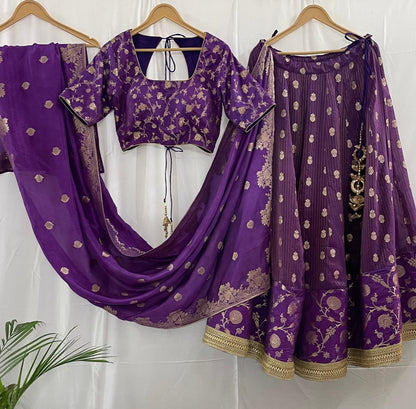 Ready to Wear Banarasi-Style Purple Lehenga for Festivals