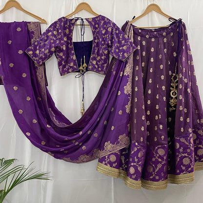 Ready to Wear Banarasi-Style Purple Lehenga for Festivals