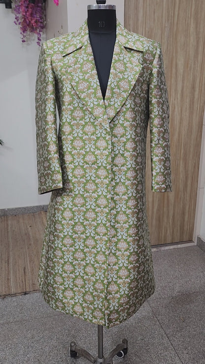 Brocade long coat for women