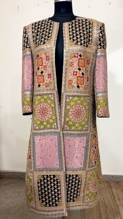 Embroidered Long Cape Jacket For Women