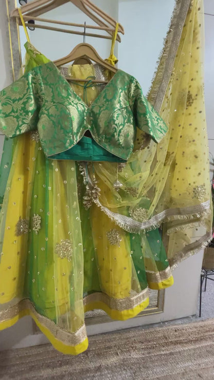 Haldi mehendi outfits for women designer lehenga choli