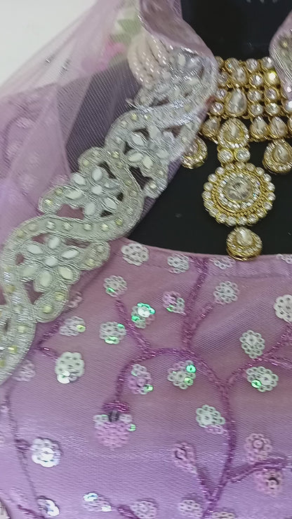 Lavender Lehenga Blouse Embroidered