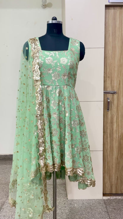 Green Embroidered Designer Anarkali Suit for Women