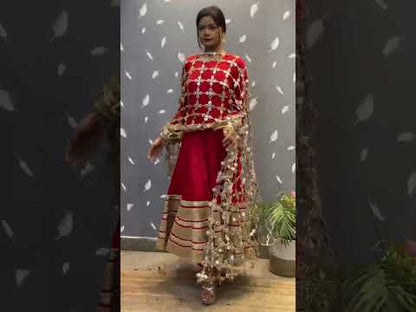 Posheeda Sheesh Dupatta Wedding Odhni Golden Mirror Work