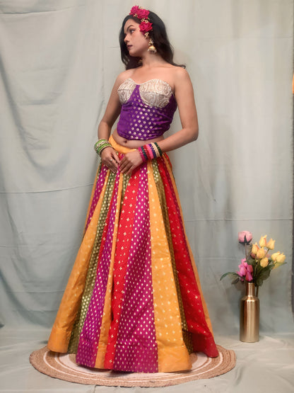 Noor Panelled Banarasi Lehenga Ensemble