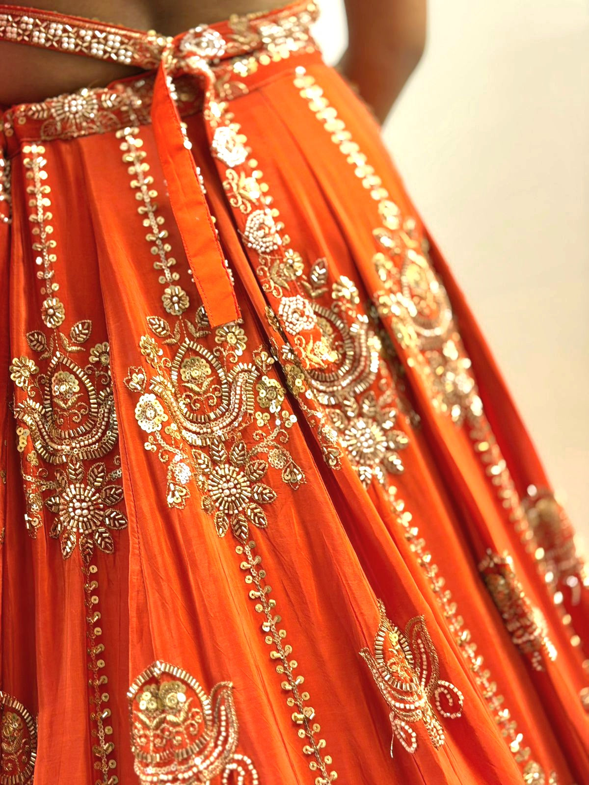 Custom Stitched Orange Bridal Lehenga Blouse for Wedding