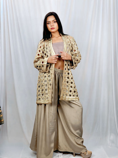 Regal Gold Embellished Jacket Ensemble
