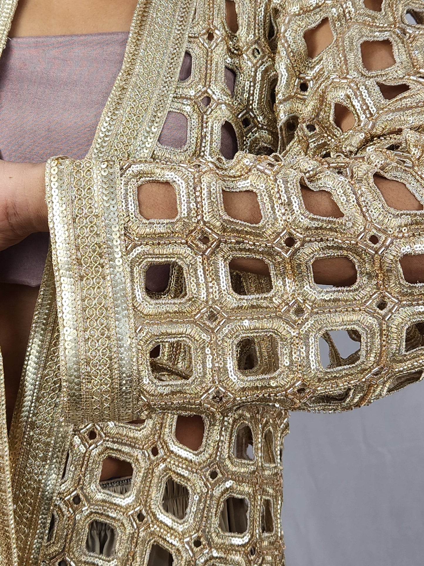 Regal Gold Embellished Jacket Ensemble