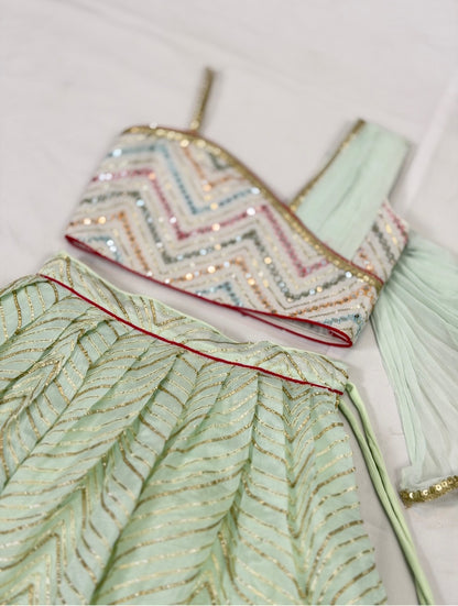 Mint Green Embellished Lehenga Set