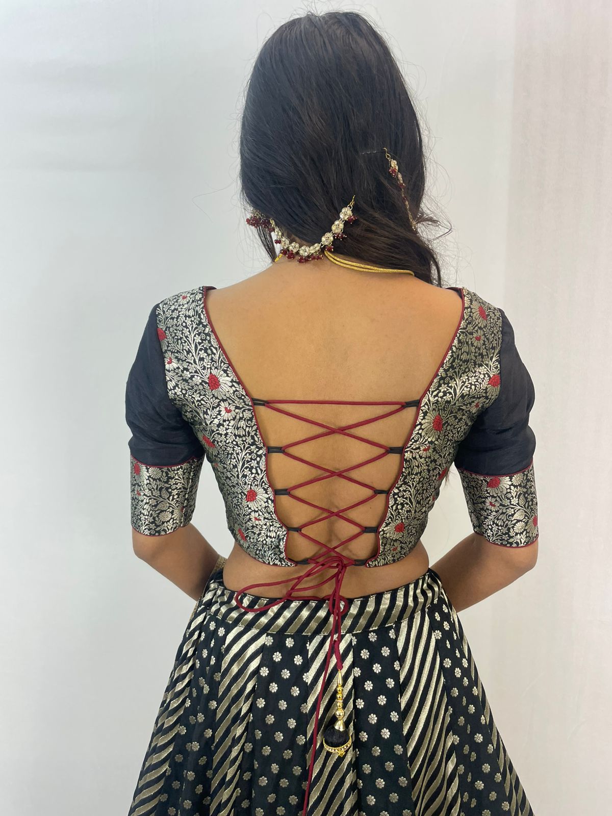 Midnight Black & Ivory Embroidered Lehenga Set