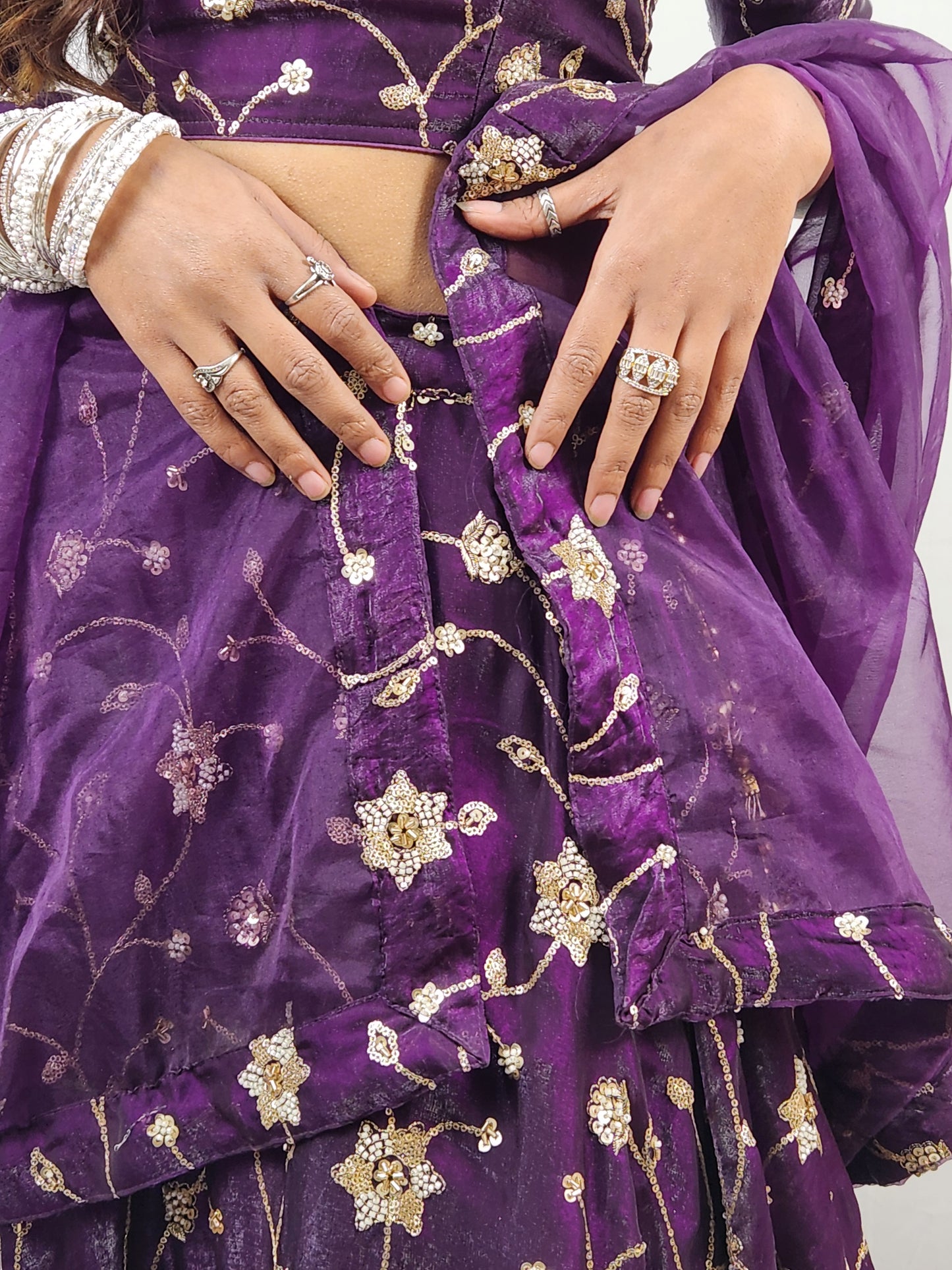 Wine Plum Embroidered Lehenga Set